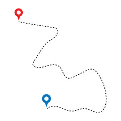 Map route icon. Gps path symbol. Travel signs. Roadmap symbols. start and finish icons. Vector isolated sign in eps 10.