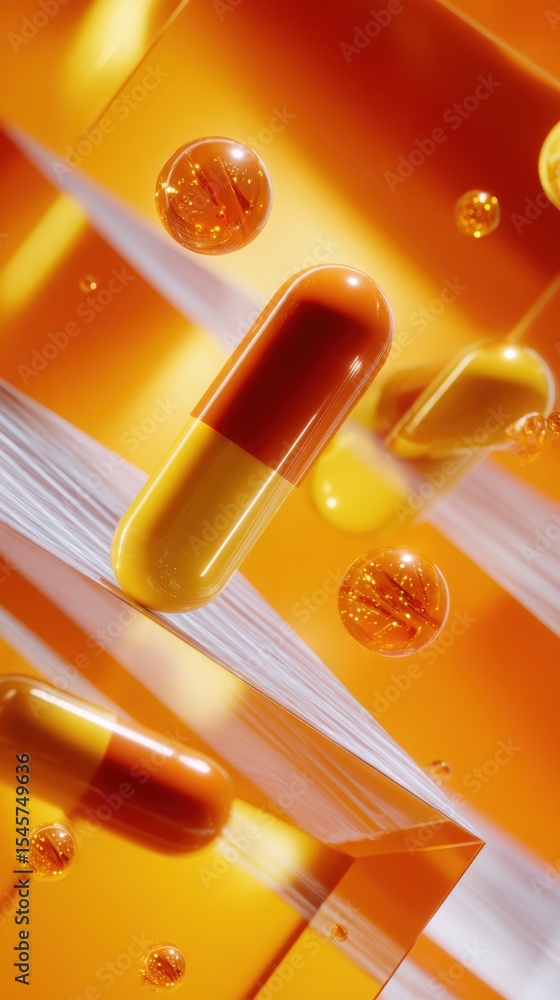 Poster advanced pharmaceutical capsule releasing targeted drug particles in modern lab setting for precisio