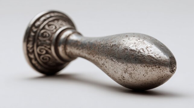 Antique Silver Seal with Ornate Handle and Weathered Texture Symbolizing Heritage Craftsmanship and Historical Authenticity for Auction Marketing