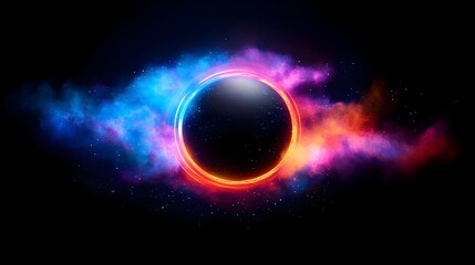 Fototapeta premium Glowing cosmic ring nebula space background, digital art