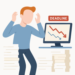 Flat Illustration Frustrated Businessman Overwhelmed by Deadline Business Concept