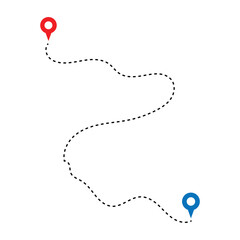 Map route icon. Gps path symbol. Travel signs. Roadmap symbols. start and finish icons. Vector isolated sign in eps 10.