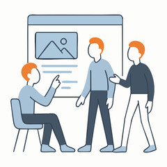 Minimalist Outline People Teamwork Website Development Collaboration Illustration