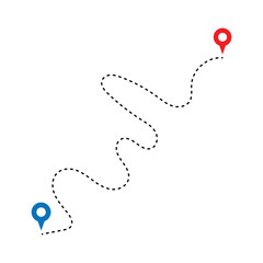 Map route icon. Gps path symbol. Travel signs. Roadmap symbols. start and finish icons. Vector isolated sign in eps 10.