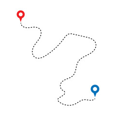 Map route icon. Gps path symbol. Travel signs. Roadmap symbols. start and finish icons. Vector isolated sign in eps 10.