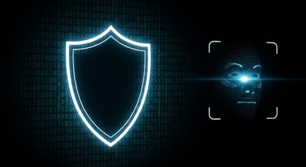 Fototapeta premium Facial Recognition Security Advanced Biometric Protection and Digital Shield for Enhanced Data Privacy