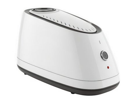 Modern white air purifier isolated on black background, studio shot