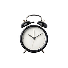 Alarm o’clock, black wall clock, isolated on a transparent background
