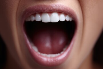  a close up of a woman's mouth with a missing tooth