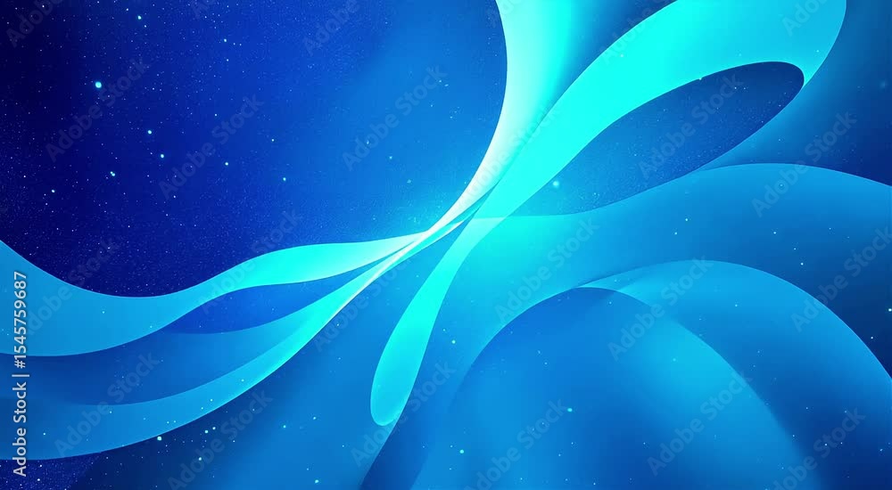 Poster abstract blue waves with sparkling particles background video.