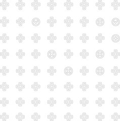 Abstract Seamless Pattern with Cross and Circle Shapes Minimalist Geometric Design