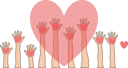 手にハートを持っているグラフィック素材イラスト