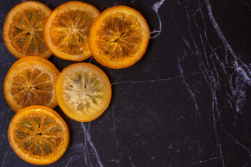 Sweet temptation, candied oranges in detail