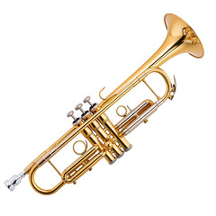 Obraz premium Golden trumpet musical instrument on black background isolated on a transparent background