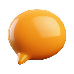 Orange glossy speech bubble 3d render isolated on transparent background