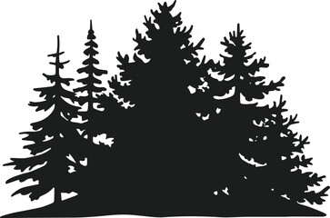 Silhouette of Evergreen Forest Trees – Black Woodland Vector Illustration