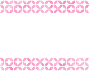 Pink Japanese Shippo Frame, Hand Painted Watercolor Japanese Design Background