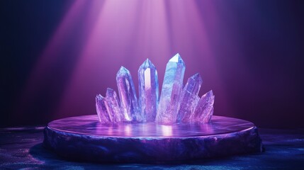 Purple crystals with light