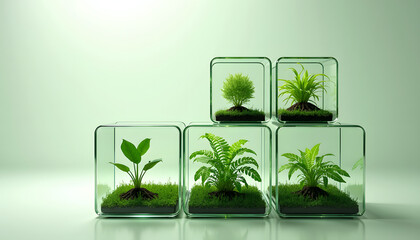 Moderne Pflanzenaufzucht in dekorativen Glaswürfeln