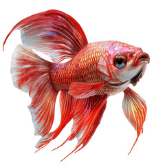 Fototapeta premium Red betta fish vibrant fins aquatic life art isolated on a transparent background