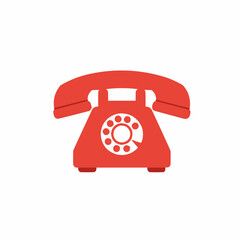 red Antique Rotary Dial Telephone hand drawn vector art illustration