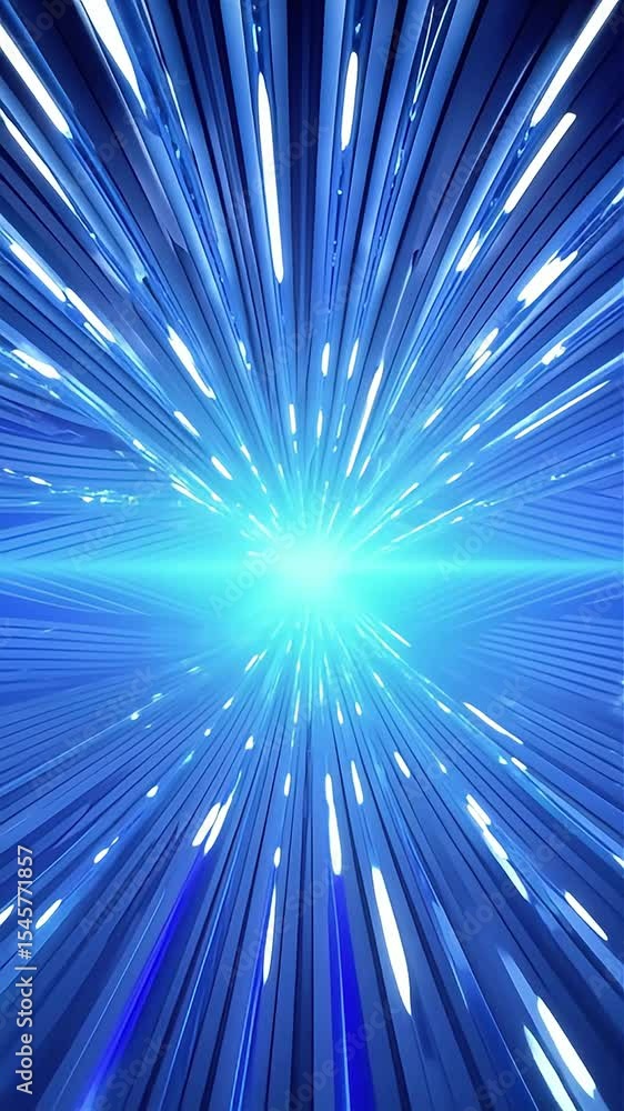 Poster abstract blue light bursting through striated lines in dynamic video