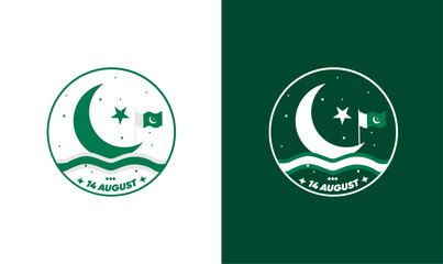 14 August Pakistan Independence Day Crescent Moon and Flag Design