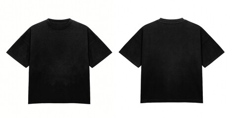 T Shirt color black Mockup front and back view on white background