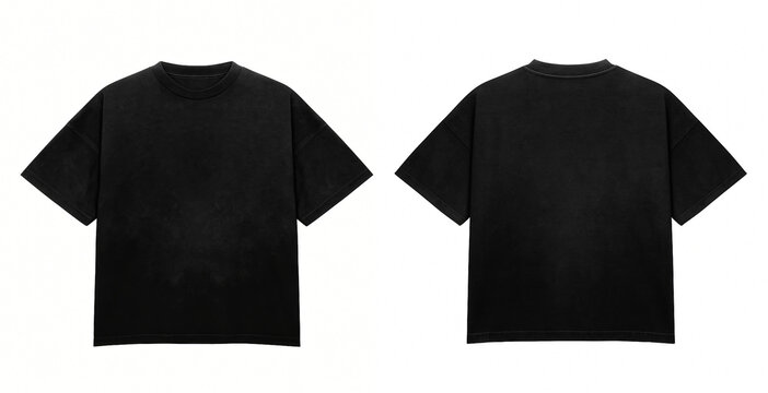 T Shirt color black Mockup front and back view on white background
