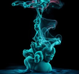 Abstract teal ink in water swirling design