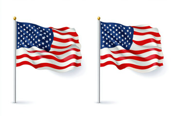 Fototapeta premium American flags waving in the wind against a clear blue sky, symbolizing patriotism and national pride.