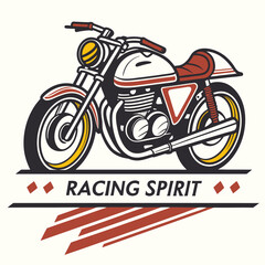 Obraz premium Vintage Style Sports Motorcycle T Shirt Design Red White Yellow Black Racing Spirit Graphic