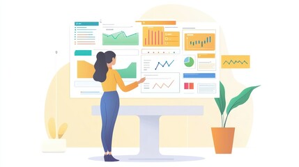 product manager analyzing market trends and customer feedback on digital dashboard