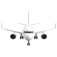 Fototapeta premium White Airplane Front View Travel Flight Aviation Journey, isolated on a transparent background