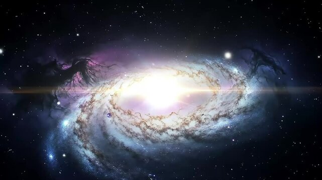 Distant Spiral Galaxy with Radiant Core and Swirling Stars