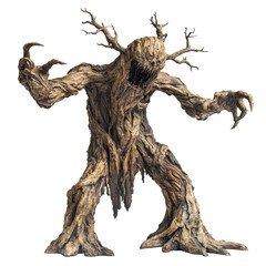 Fototapeta premium Tree monster creature fantasy horror wood dark scary claws isolated on a transparent background