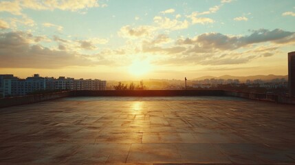 Rooftop Sunset Cityscape