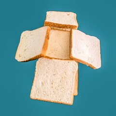 Many isolated white bread 