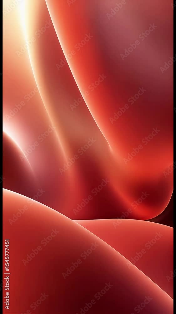 Poster abstract red and orange fluid motion video with smooth light and shadows