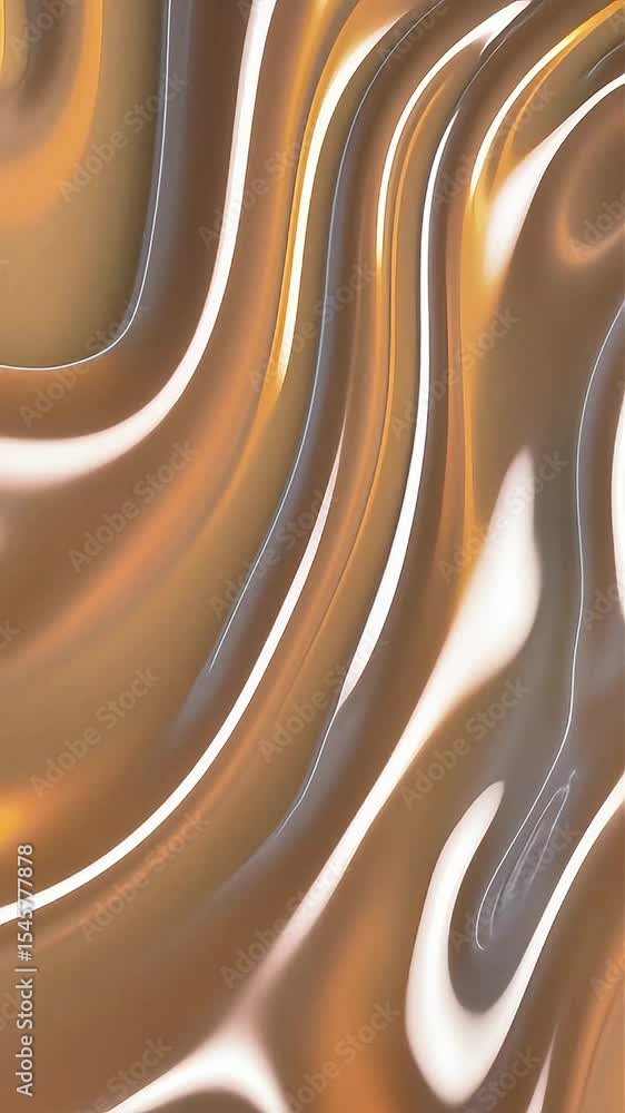 Poster abstract video of flowing metallic surfaces with light reflections and curves