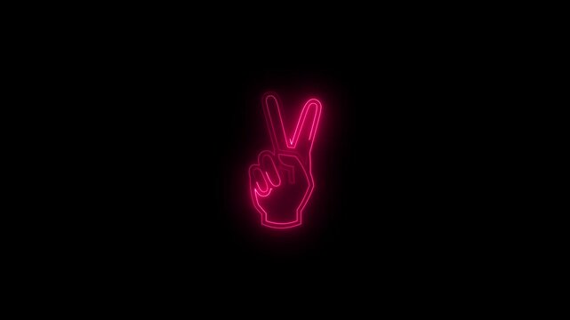 Hand drawn hand sign isolated on green screen. One hand on a green background shows the sign of peace. hand holding up two fingers animation.Concept of revolution or protest.