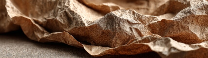 Crumpled Brown Paper Texture in Sepia, showcasing a minimalist and clean backdrop with rich texture details, ideal for versatile design applications and creative projects