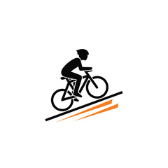 Obraz premium Cyclist Riding Bicycle Up Orange Ramp Black Silhouette