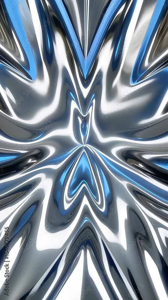 Poster abstract metallic reflections: fluid, dynamic, and reflective visuals in motion