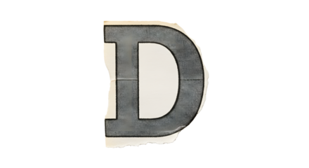 Letter D Cutouts: Torn Newspaper & Magazine Clippings Photographed on White for Stop Motion | High Definition | PNG image with transparent background