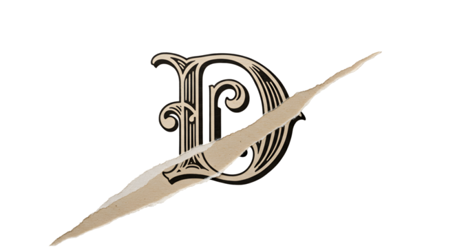 Letter D Cutouts: Torn Newspaper & Magazine Clippings Photographed on White for Stop Motion | High Definition | PNG image with transparent background