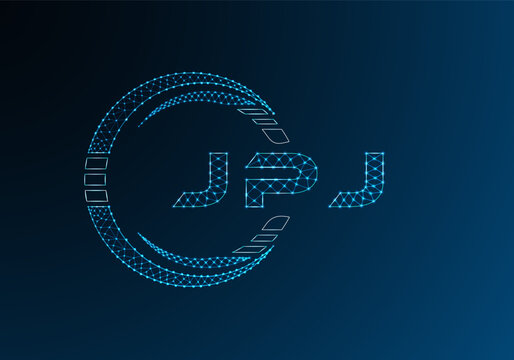 JPJ low poly letter logo vector design. JPJ lower poly logo design. Low poly logo.