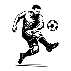 Soccer Player Volley Kick Vector Illustration