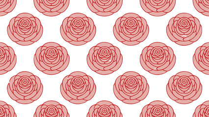 Seamless Pattern of Stylized Pink Roses, Perfect for Romantic Backgrounds, Textile Design, Valentine's Day Projects, Wedding Stationery, and Feminine Branding