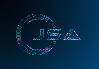 JSA low poly letter logo vector design. JSA lower poly logo design. Low poly logo.